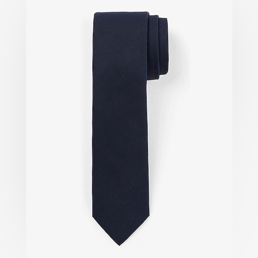 Express Polyester/Rayon Skinny Tie Navy Solid Solid Men MSRP $48